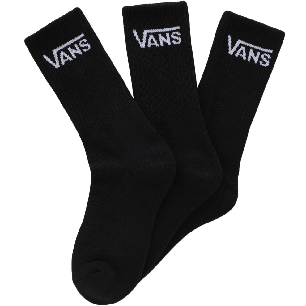 (13.5K-1 UK, Black) Vans Kids Boys 3 Pack Mid Calf Casual Cushioned Sports Crew Socks