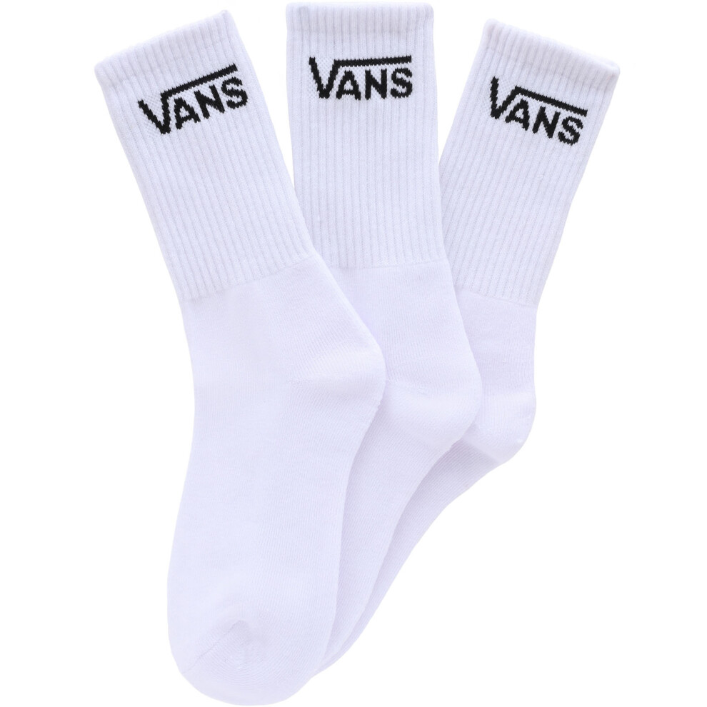 (13.5K-1 UK, White) Vans Kids Boys 3 Pack Mid Calf Casual Cushioned Sports Crew Socks