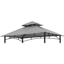 COOSHADE Grill Gazebo Replacement Canopy Roof Outdoor Double Tiered Barbecue Gazebo Top Cover Fit for Model L-GZ238PST-11(Grey)
