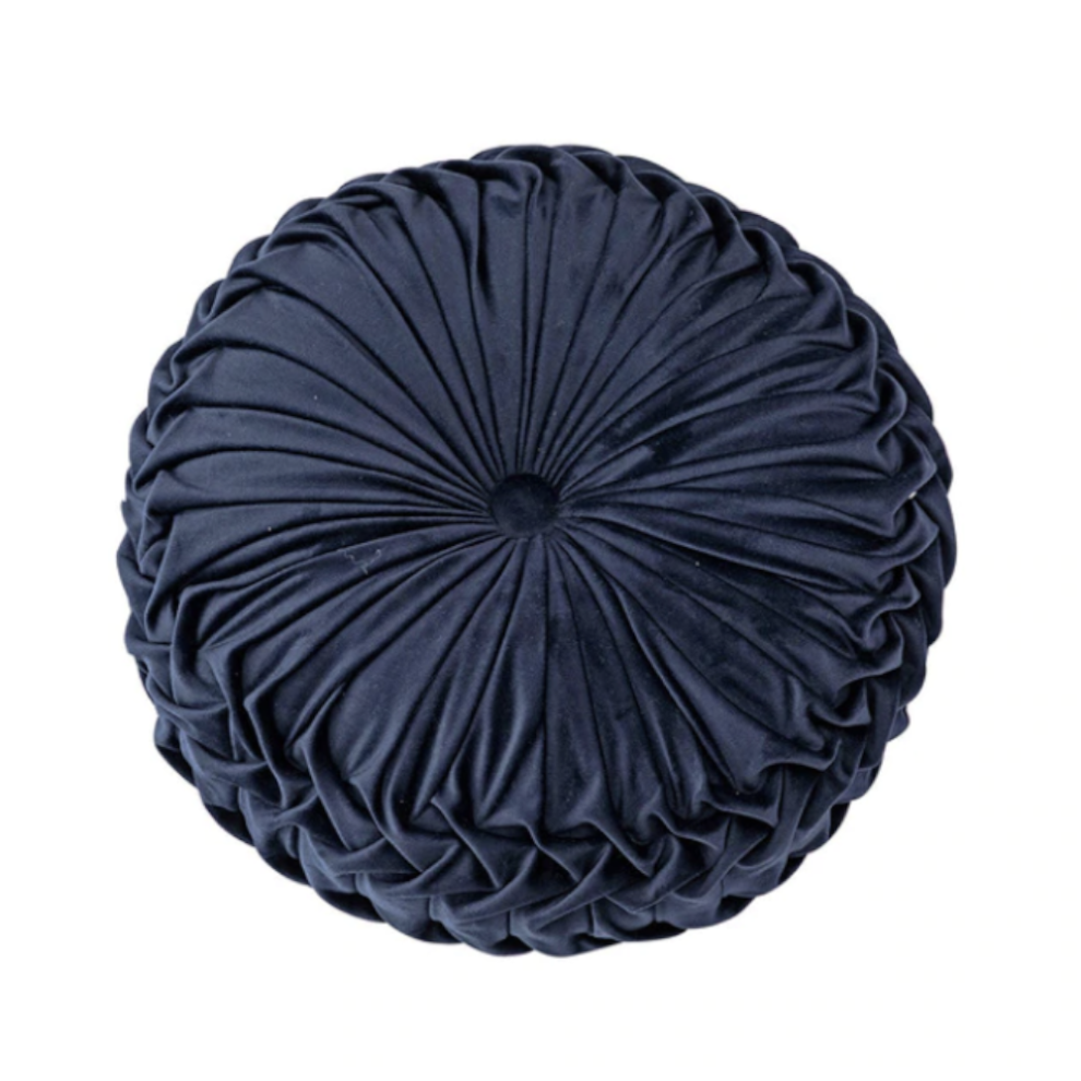 (Navy) Soft Velvet Pleated Floor Cushion