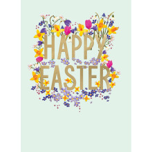 Happy Easter Flowerful Contemporary Easter Greeting Card