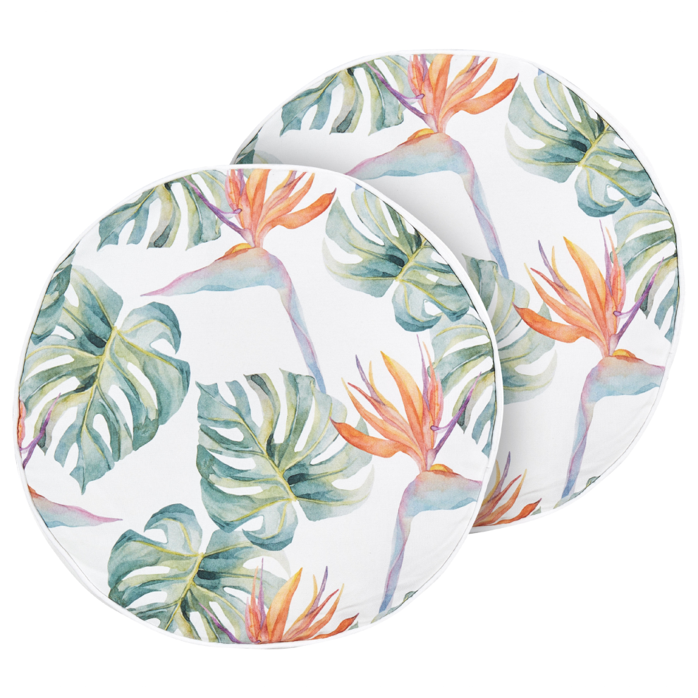 Set of 2 Outdoor Cushions TORRAZZO 40 x 40 cm White Plant Pattern