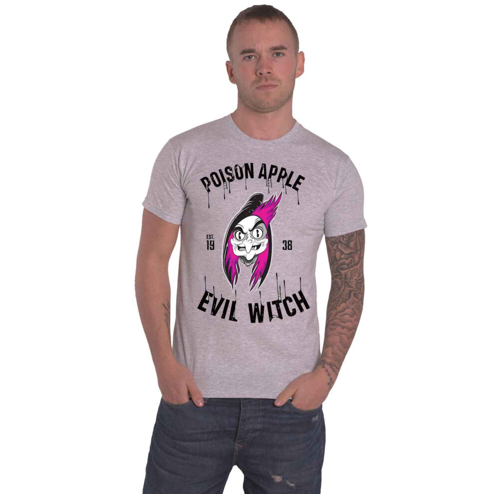 (S, Grey) Snow White T Shirt Evil Witch Poison Apple Logo new Official Disney Unisex Grey
