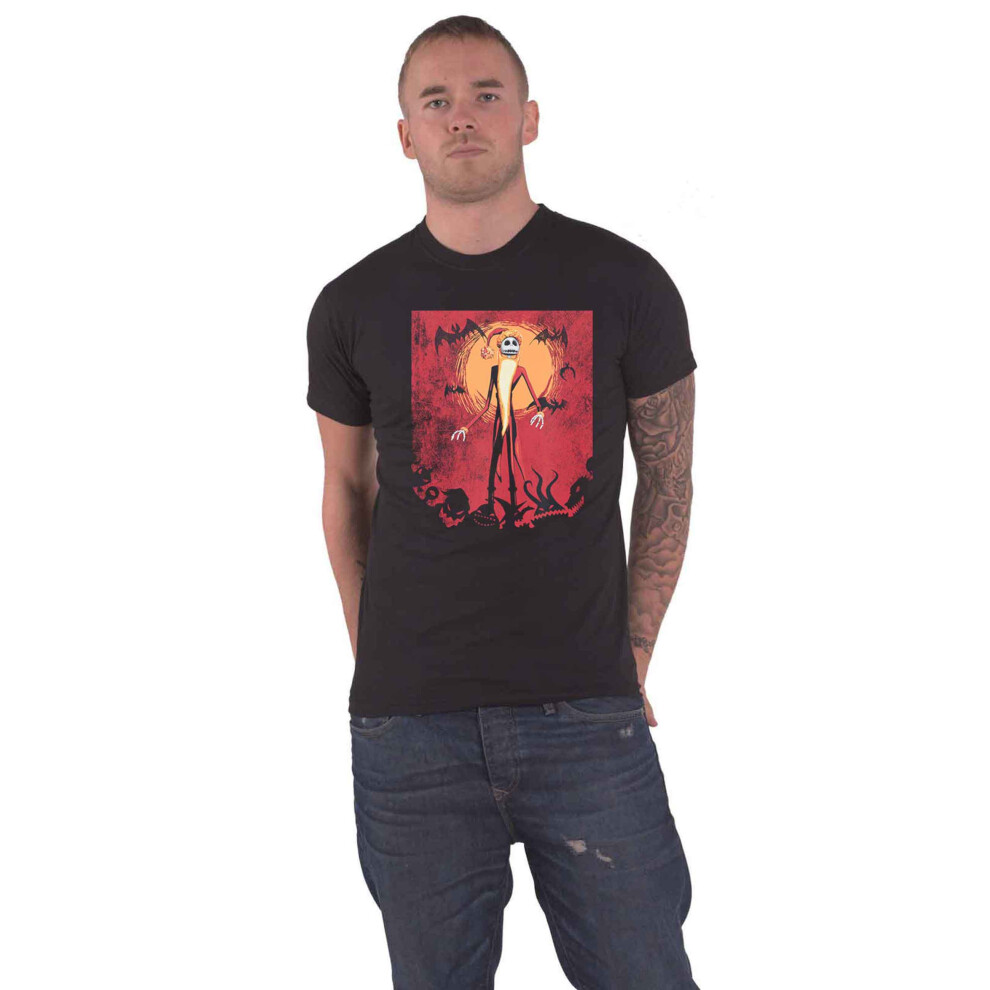 Disney Men's Orange,Black (S, Black) The Nightmare Before Christmas T Shirt Jack Orange Sun Official Black