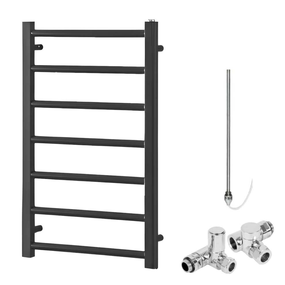 (80Cm, Anthracite) Alpine Anthracite Modern Heated Towel Rail / Warmer - Dual Fuel 5056046216375