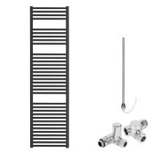 (50 cm, 150 cm) Bray Black Straight Towel Warmer / Heated Towel Rail Radiator - Dual Fuel