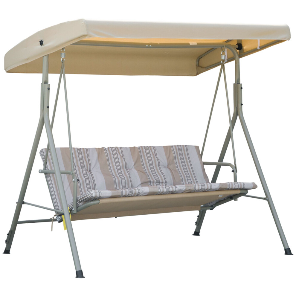 Outsunny 3 Person Porch Swing Chair Outdoor Lounge Bench Canopy Top Brown