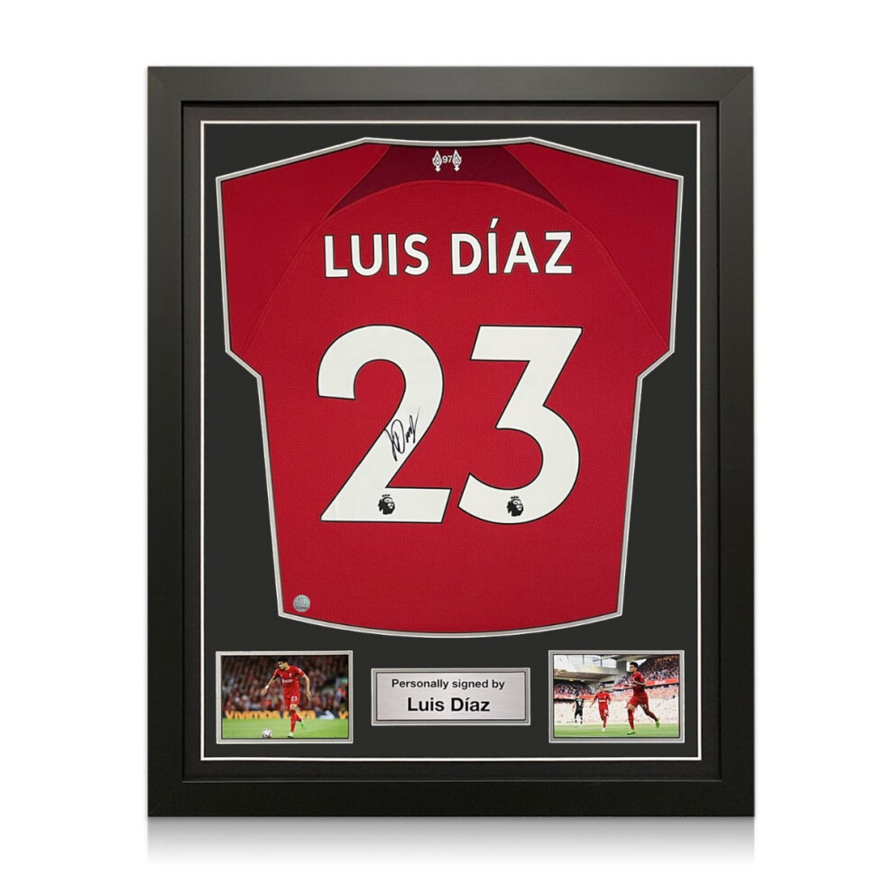 Luis Diaz Signed Liverpool 2022-23 Football Shirt. Standard Frame