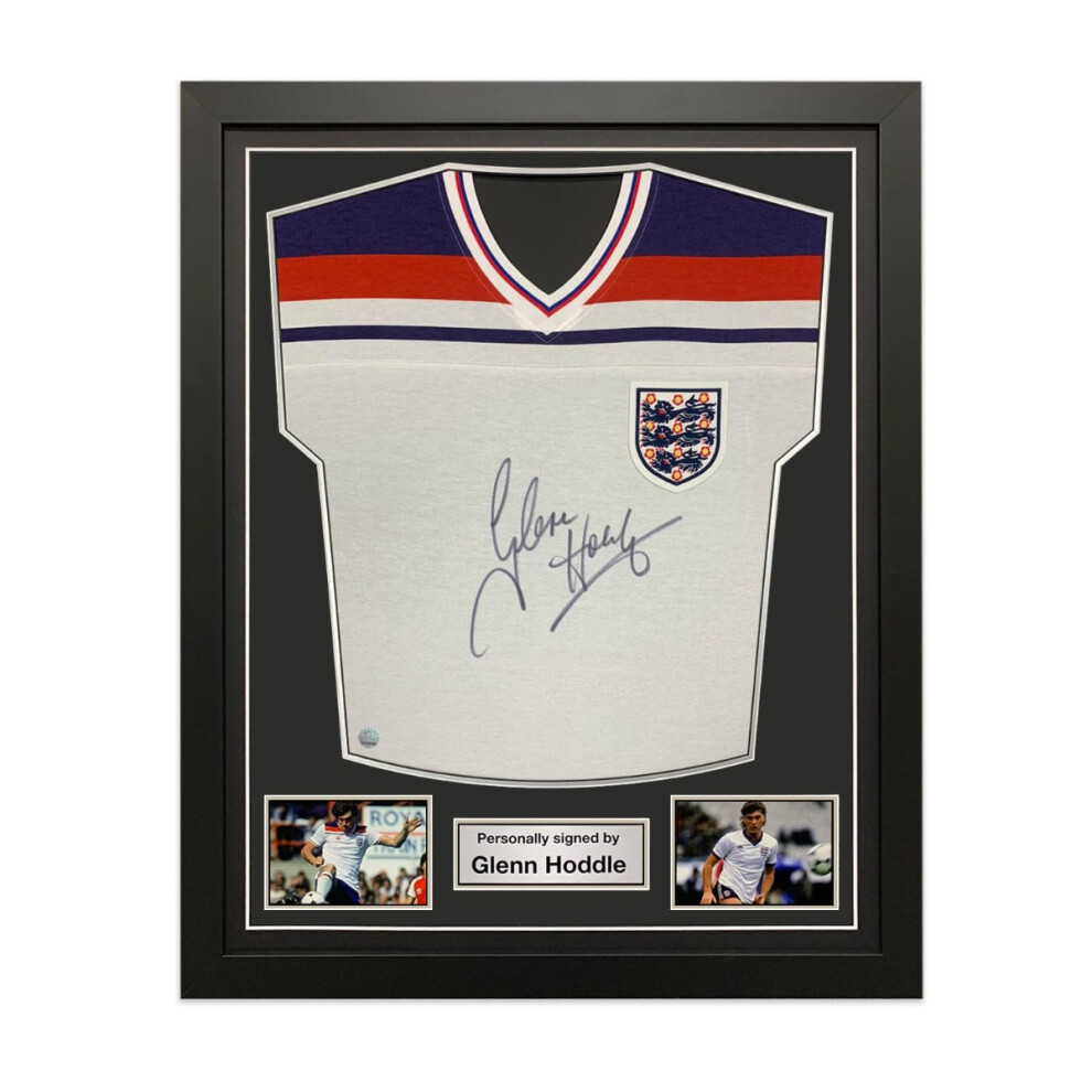 Glenn Hoddle Signed England 1982 Football Shirt. Standard Frame