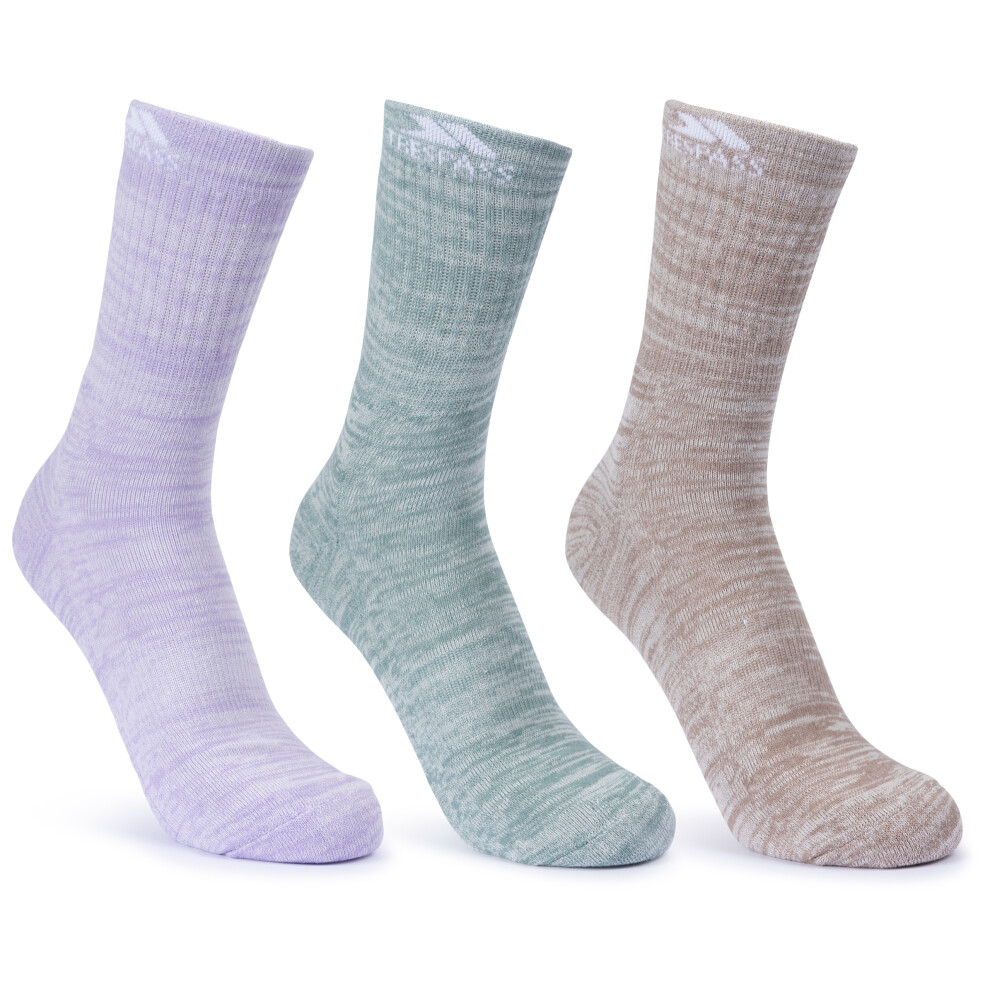 (6/9, Gelsomino Melange/Spruce Green Melange/Oatmeal Melange) Trespass Womens Socks Mid Length 3 Pack Helvellyn