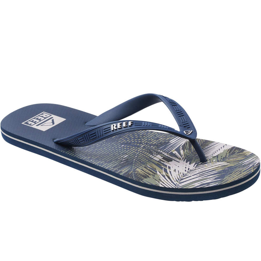 (8 UK, Deep Water Palm) Reef Mens Seaside Prints Summer Beach Pool Sandals Thongs Flip Flops