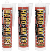 3 x Solvent Free Hard As Nails Adhesive Cartridge For Exterior Use