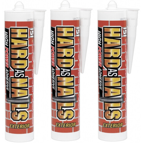 3 x Solvent Free Hard As Nails Adhesive Cartridge For Exterior Use