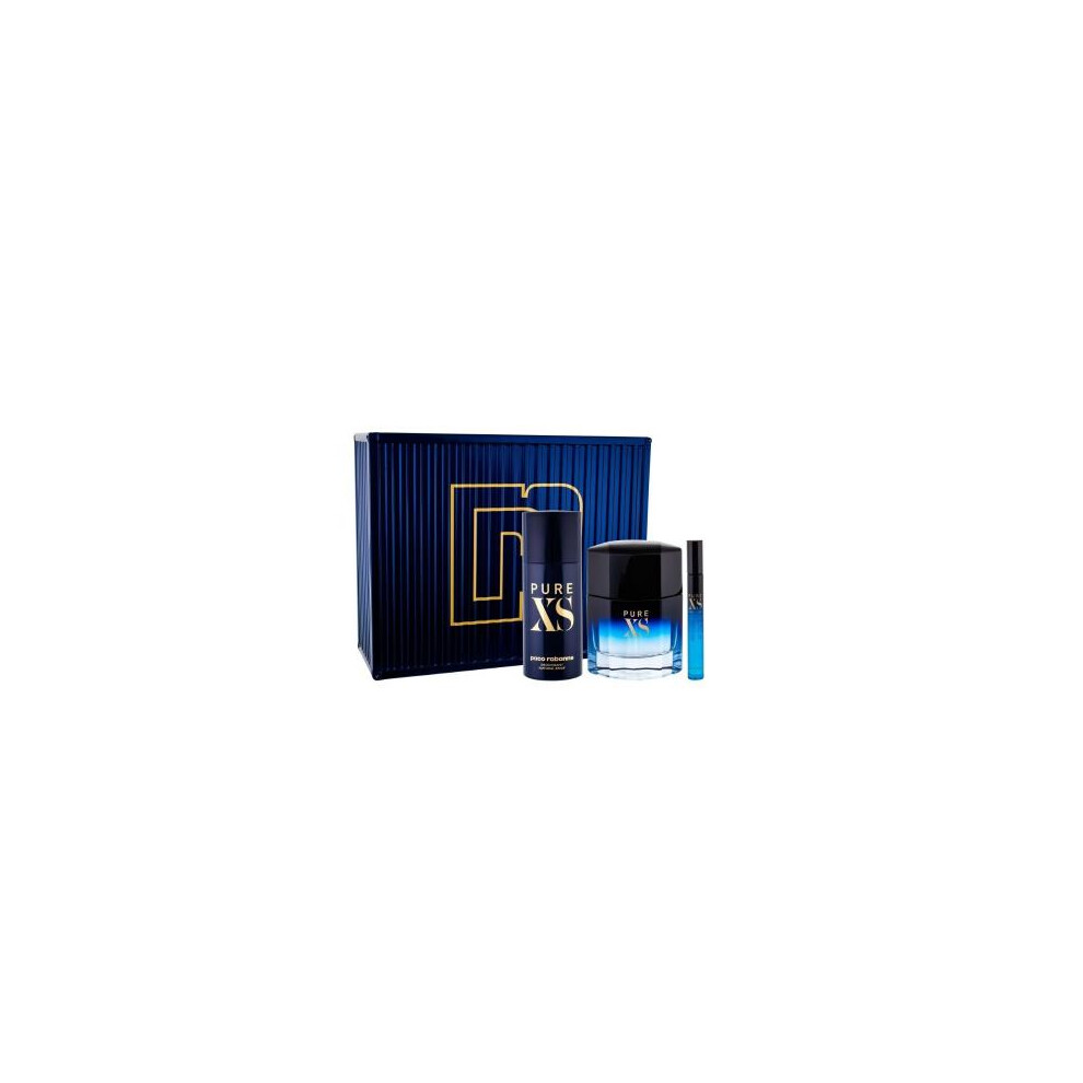 Paco Pure Xs 3 Pcs Set For Men: 3.4 Eau De Toilette Spray + 0.34 Travel Eau De Toilette Spray + 5.1 Deodorant Spray (Metal Box)