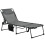Outsunny Outsunny Folding Sun Lounge w/ Reclining Back, Sun Lounge w/ Reading Hole, Grey 1
