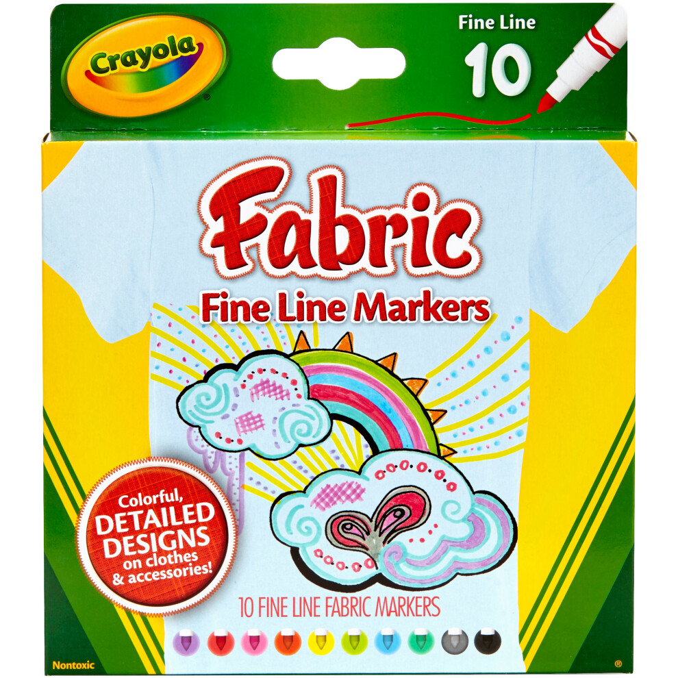 Crayola Fine Line Fabric Markers-10/Pkg 58-8626