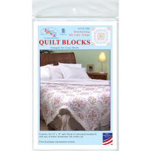 Jack Dempsey Stamped White Quilt Blocks 18"X18" 6/Pkg-XX Lace Tulips 732 296