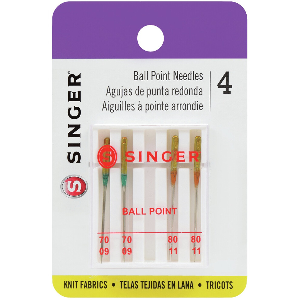 Singer Universal Ball Point Machine Needles-Sizes 9/70 (2) & 11/80 (2) 4847