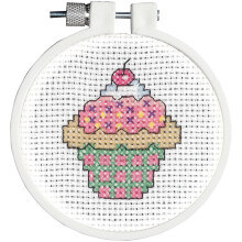 Janlynn/Kid Stitch Mini Geteld Borduurpakket 3"""" Ronde Cupcake (11 Aantal)