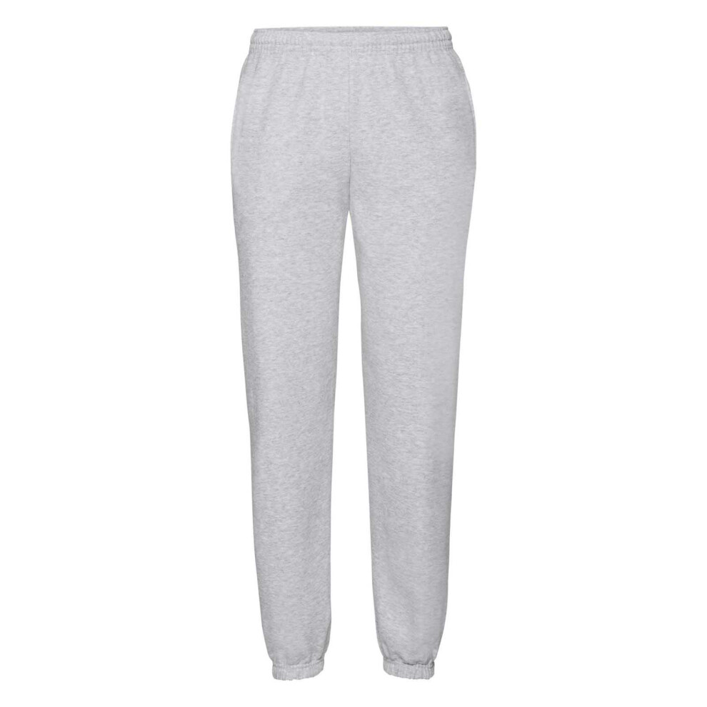 (L, Heather Grey) Fruit Of The Loom Mens Premium 70/30 Elasticated Jog Pants / Jogging Bottoms