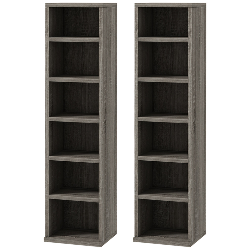 Set Of 2 CD Media Display Shelf Unit Tower Rack Adjustable Shelves