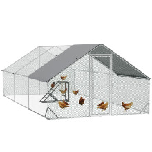 PawHut Walk-in Chicken Run with Chicken Activity Shelf and Cover, 3 x 6 x 2m