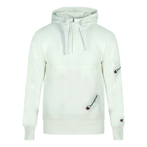Champion Champion Half Zip Asymmetric Pocket Logo White Hoodie