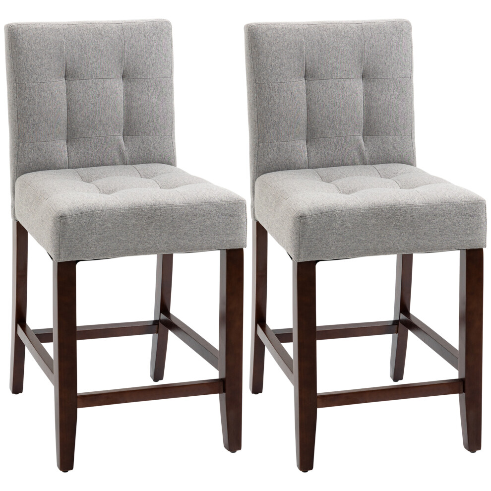 Bar Stools Set Of 2 Kitchen Stool With Tufted Back For Dining Room