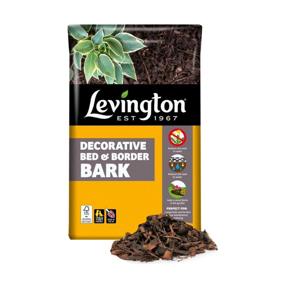 Levington Decorative Bed and Border Bark Chippings Plant Potting 75L