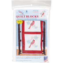 Jack Dempsey Stamped White Quilt Blocks 18"X18" 6/Pkg-Cardinal 732 712