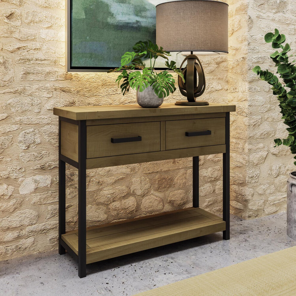 FWStyle Console Table Modern Hallway Furniture Pine Driftwood Laqcuered