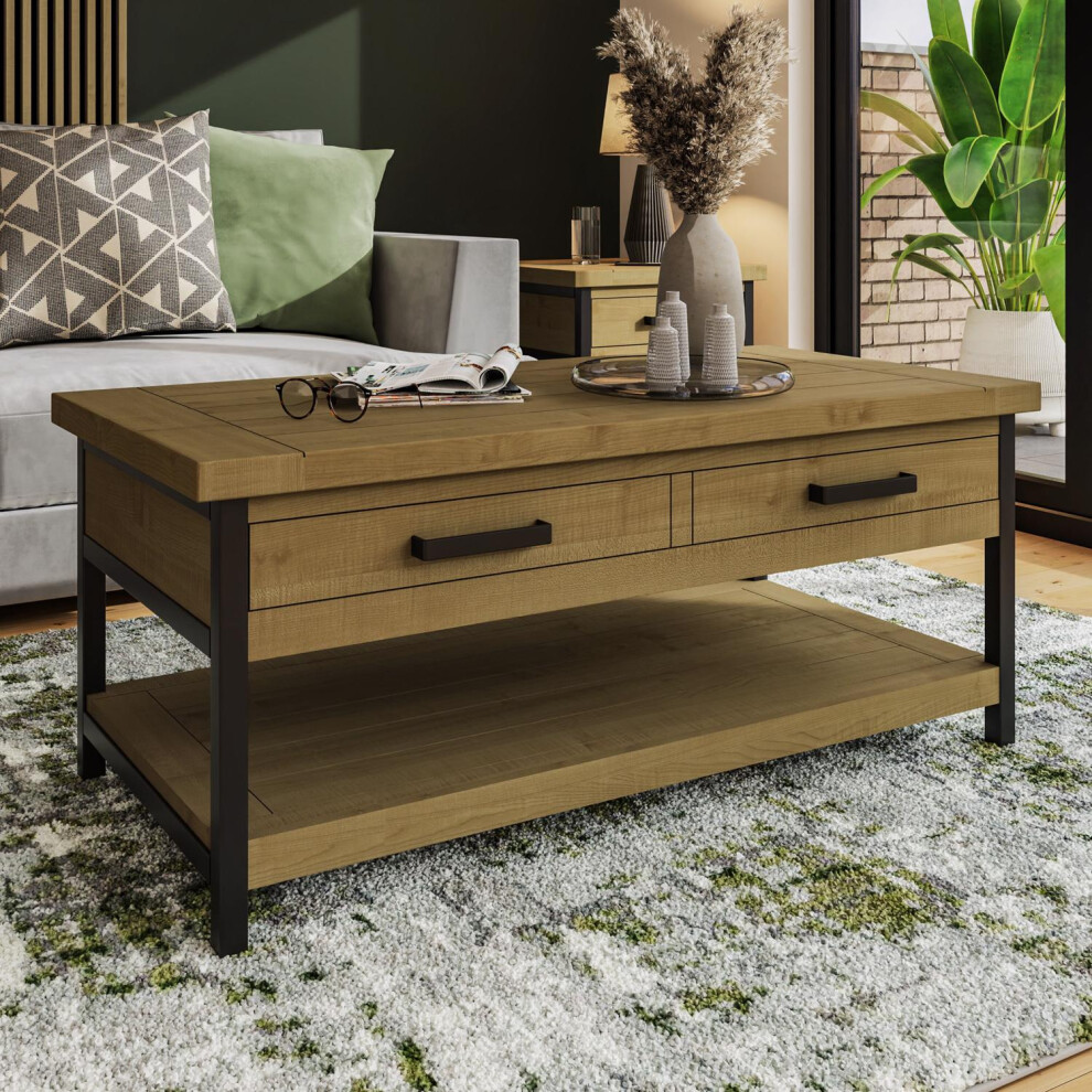 FWStyle Coffee Table Solid Pine Driftwood Living Room Furniture