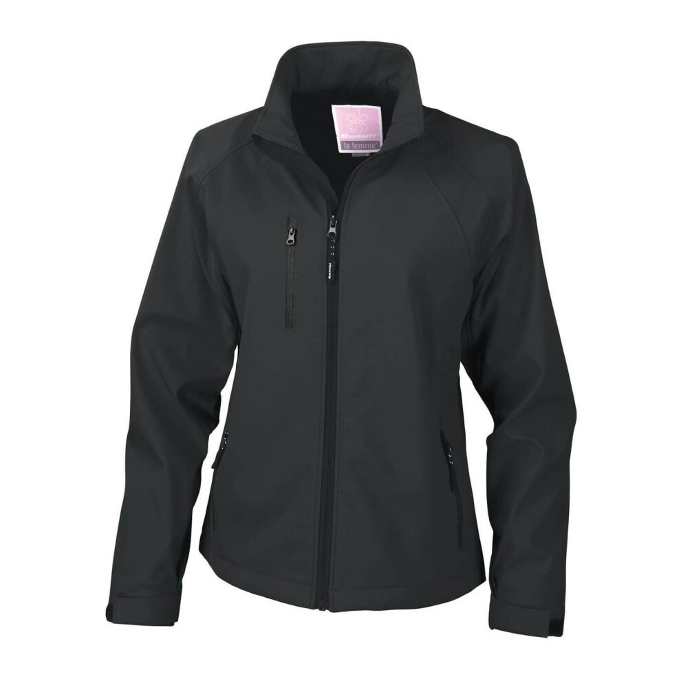 (2XL, Black) Result Ladies/Womens La Femme® 2 Layer Base Softshell Breathable Wind Resistant Jacket