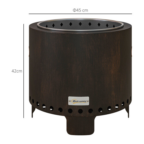 Outsunny Outsunny 45cm Smokeless Wood Burning Firepit Metal Fire Pit, Black 1