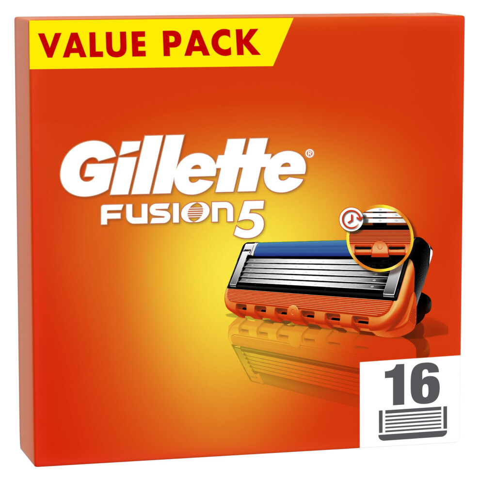 Gillette Fusion5 Razor Blades Men, Pack of 16 Razor Blade Refills with Precision Trimmer, 5 Anti-Friction Blades (Packaging may vary)