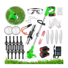 Metal Cordless Strimmers Electric with Blade Grass Trimmer with 2*Lithium Battery & Quick Change Spare Blades for Lawn Garden Pruning