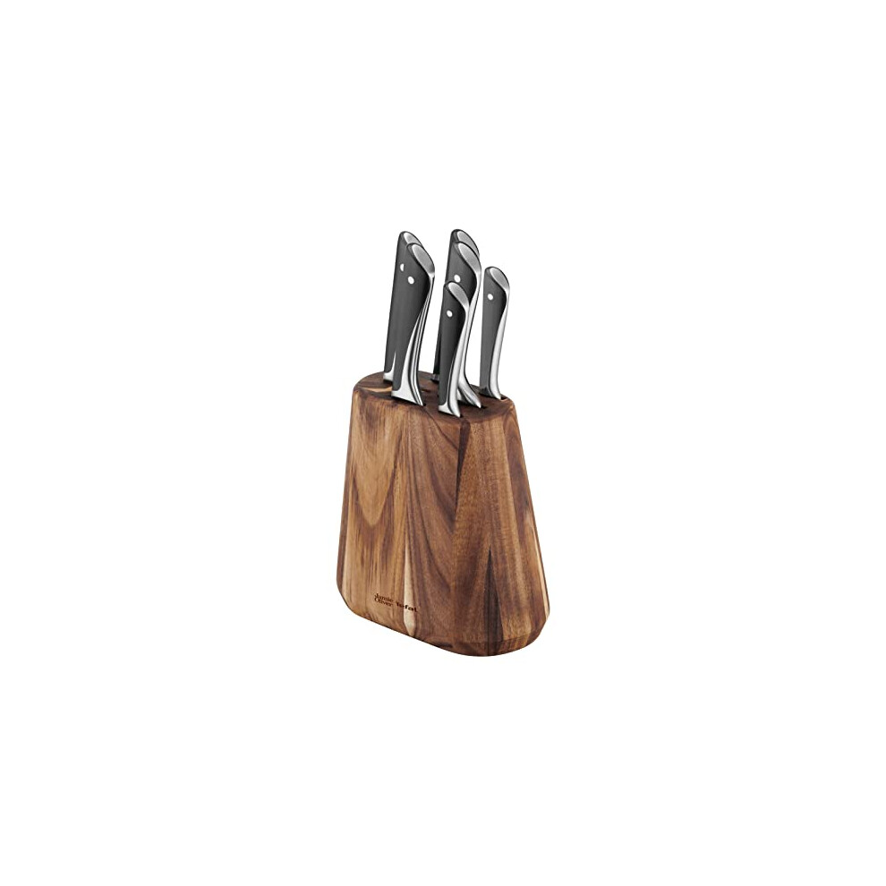 Tefal Jamie Oliver Kitchen Knives Set, 6 Pieces, Knife Block, German Stainless Steel, K267s656, Black