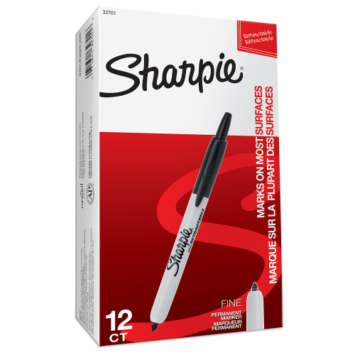 Sharpie Sharpie Retractable Permanent Markers | Fine Point | Black | 12 Count