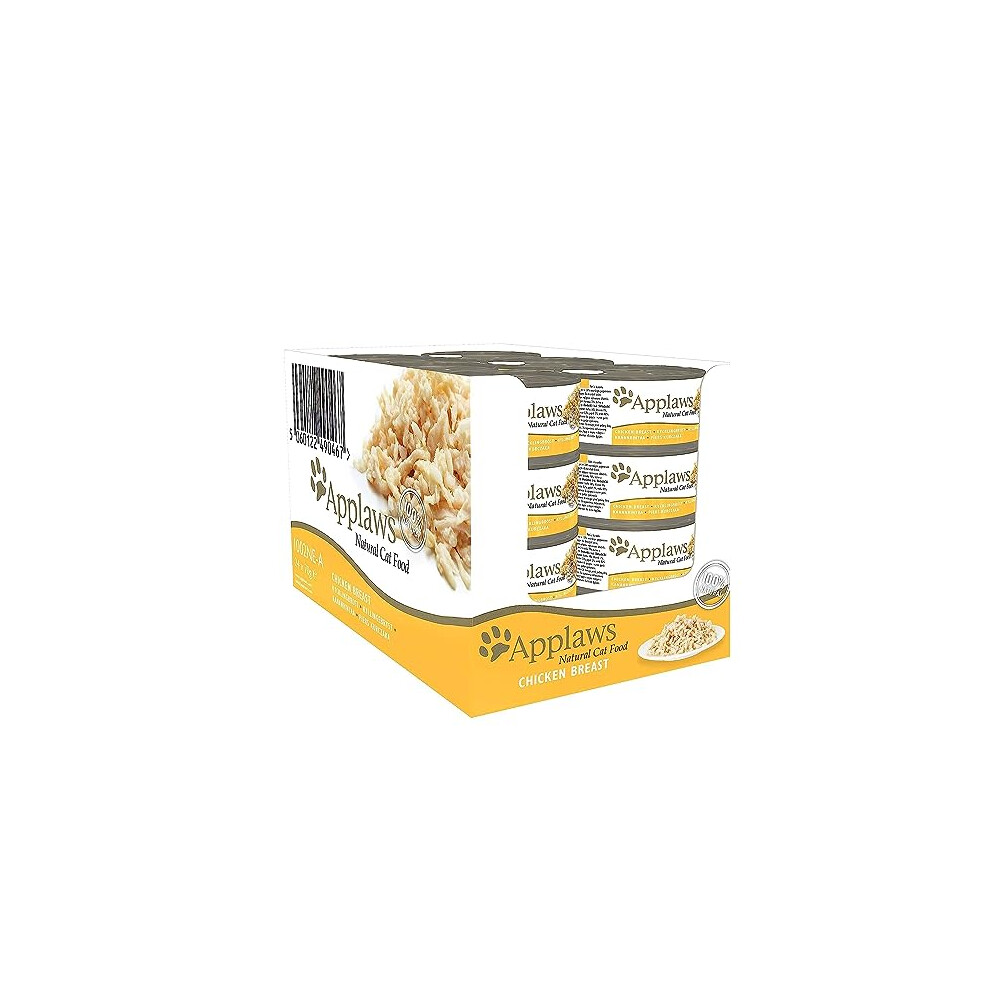 Applaws 100% Natural Wet Cat Food, Chicken Breast In Broth 70 G Tin, 24 X 70 G Tins