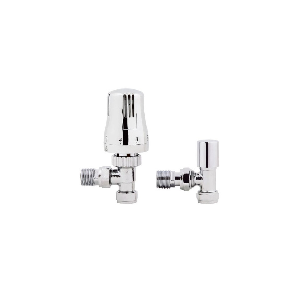 Ibathuk | Thermostatic Chrome Angled Towel Radiator Valves Trv 15Mm Central Heating Taps Ra07a 5055826016501