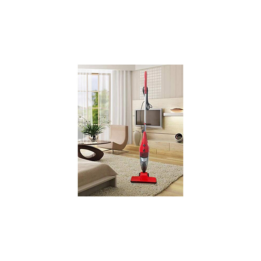 Belaco All In 1 Corded Upright Vacuum Cleaner 700W Handheld Stick Bagless Vacuum Cleaner, High Efficiency, Crevice Attachment,Hepa Filter Red
