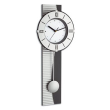 TFA Analogue Pendulum Clock, Silver, 6.9 cm l x 23.3 cm w x 58.2 cm h