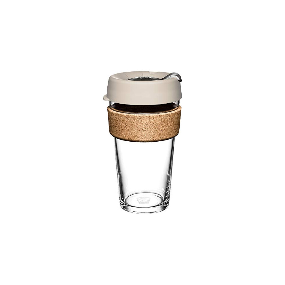 KeepCup Reusable Tempered Glass Coffee Cup | Travel Mug with Splash proof Lid, Brew Cork Band, Lightweight, BPA Free | Large | 16oz / 454ml | Filter