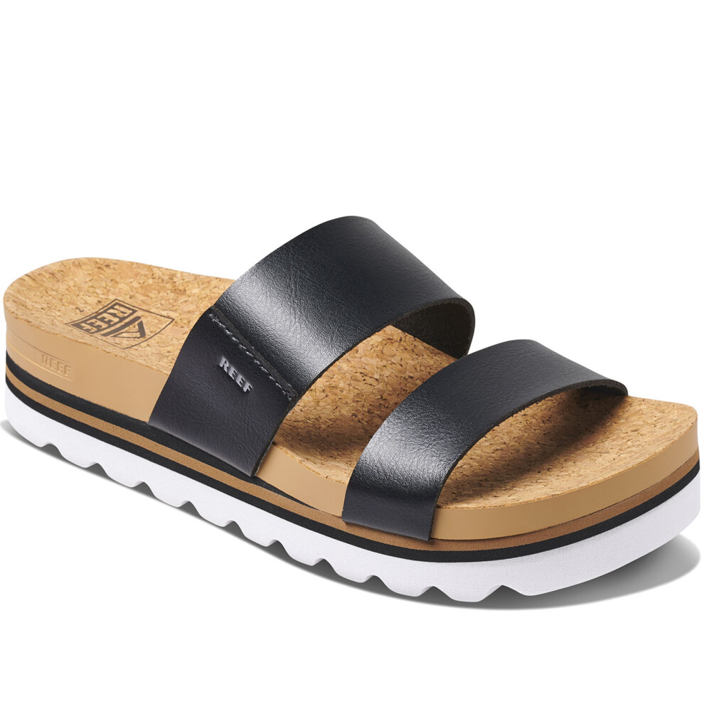 (5 UK, Black/Brown) Reef Womens Cushion Vista Hi Summer Holiday Sliders Slides Sandals
