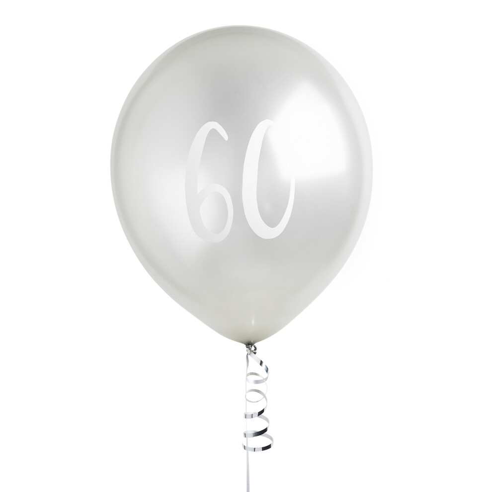 Hootyballoo 5 Pack Silver Number '60' Balloons Party Decorations Partyware-image-OPC-PDJ7SRW-NEW