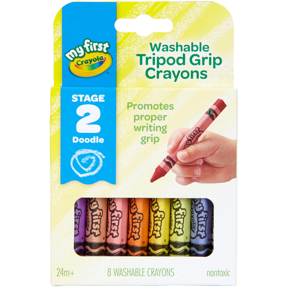 Crayola My First Washable Tripod Grip Crayons-8/Pkg 81-1460