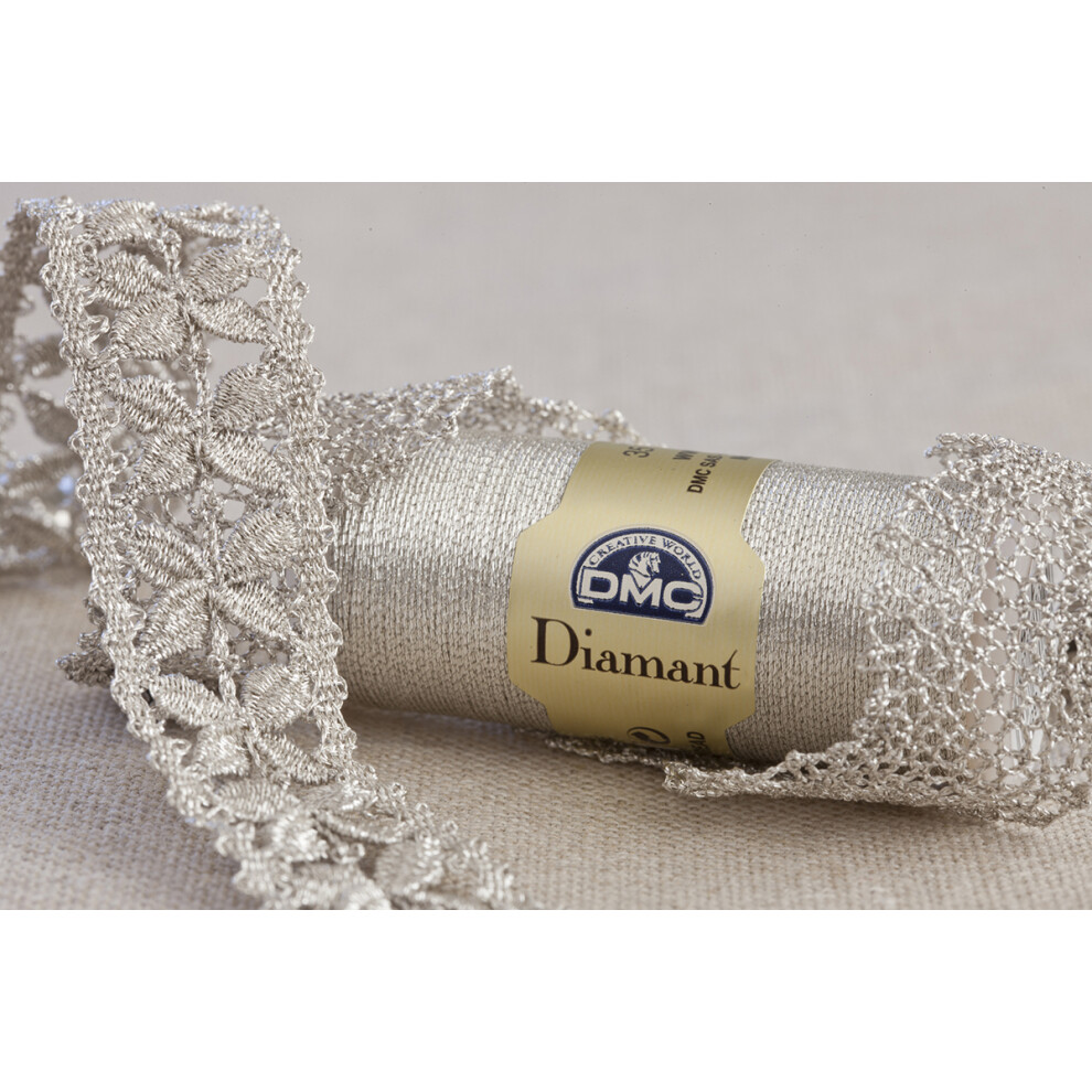 DMC Diamant Metallic Thread 38.2yd-White 380-D5200