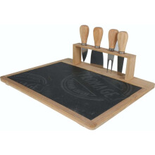 Prato de queijos - Conjunto de Degustação - Bambu - Ardósia - 5 peças - Preto