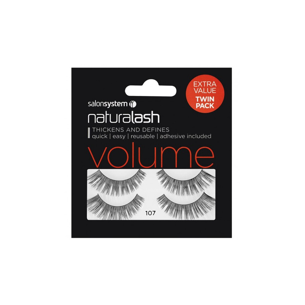 Salon System Naturalash 107 Twin Pack Quick and Easy Re-Usable Black Eyelashes