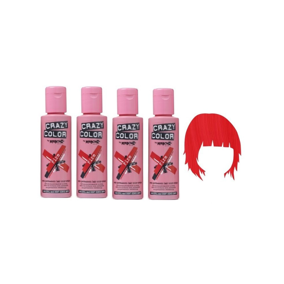 Crazy Color Hair Dye 100ml - Fire x4